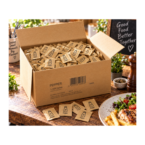 Black Pepper Sachets – 5,000 Pack – promotional product image