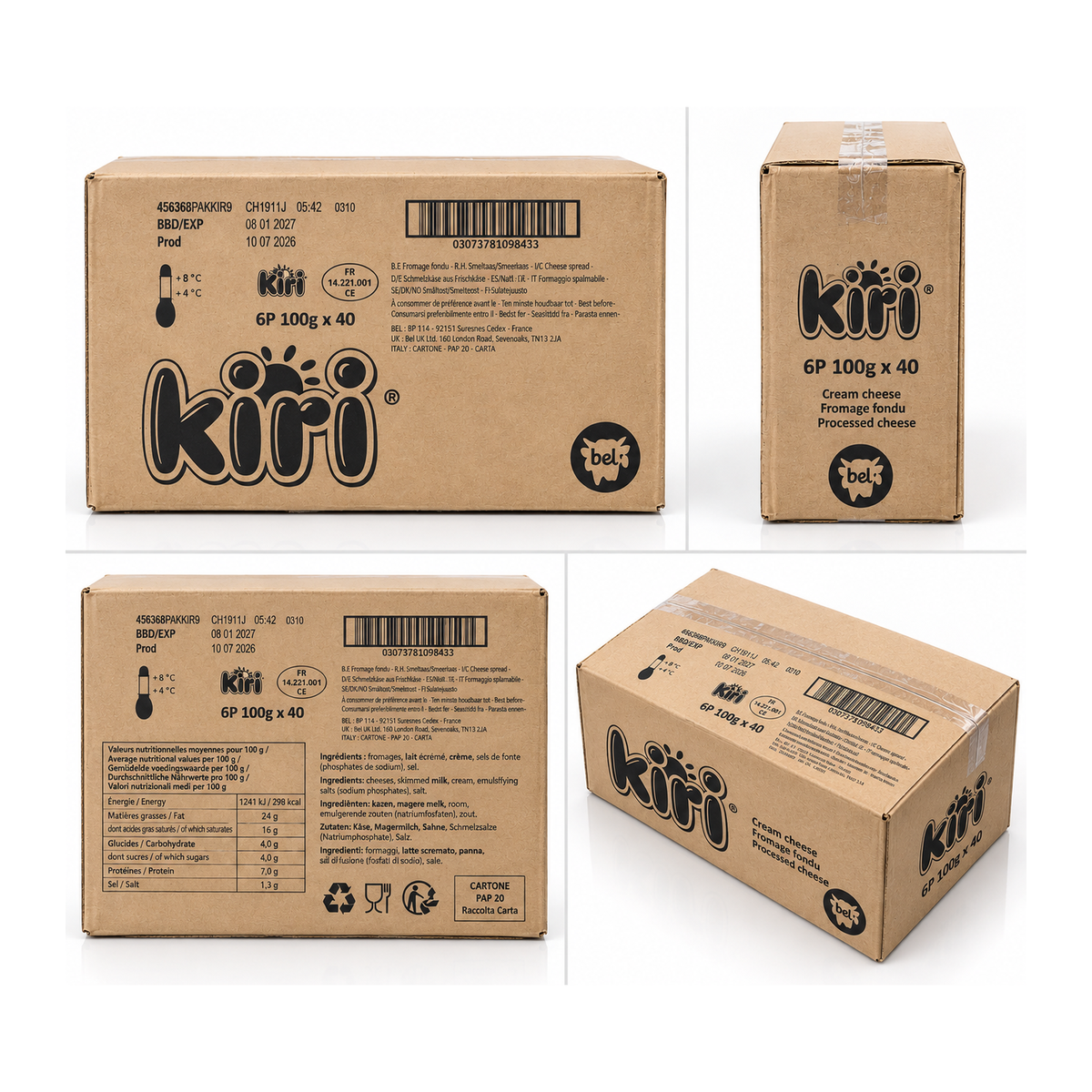 Kiri Cream Cheese Portions – 40 × 100g (240 Portions) – packaging and product views