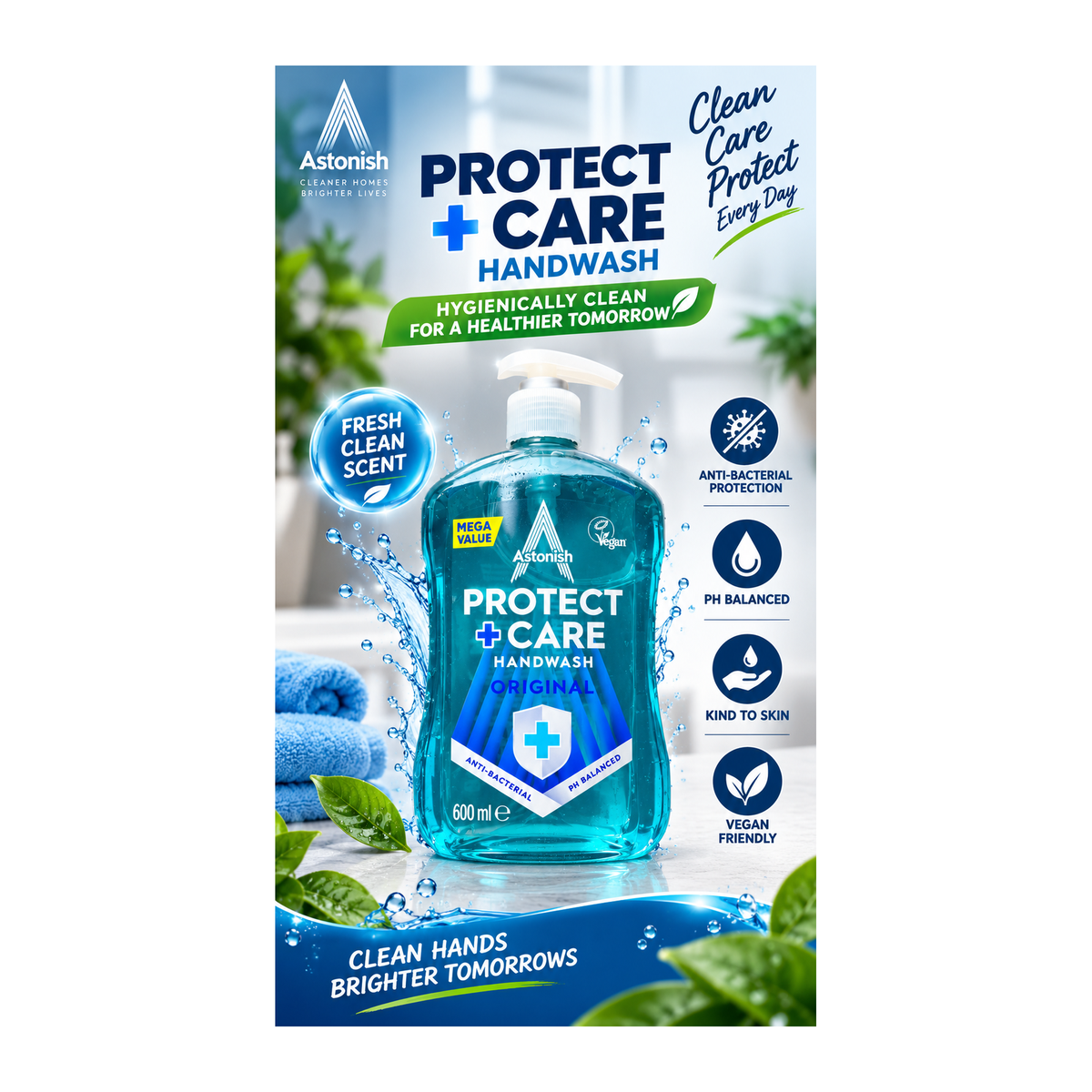 Astonish Protect + Care Antibacterial Handwash Original 600ml – promotional product image