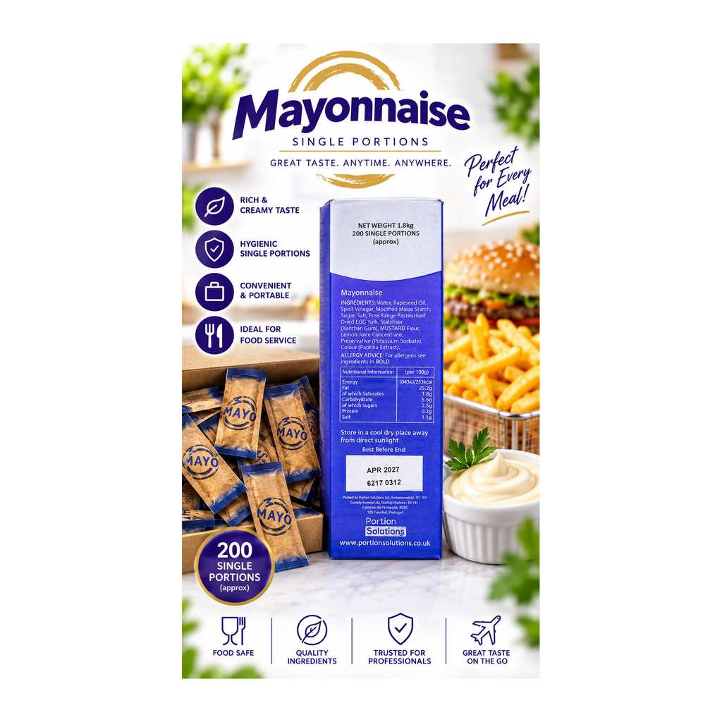 Mayonnaise single portions 1.8kg case with individual sachets