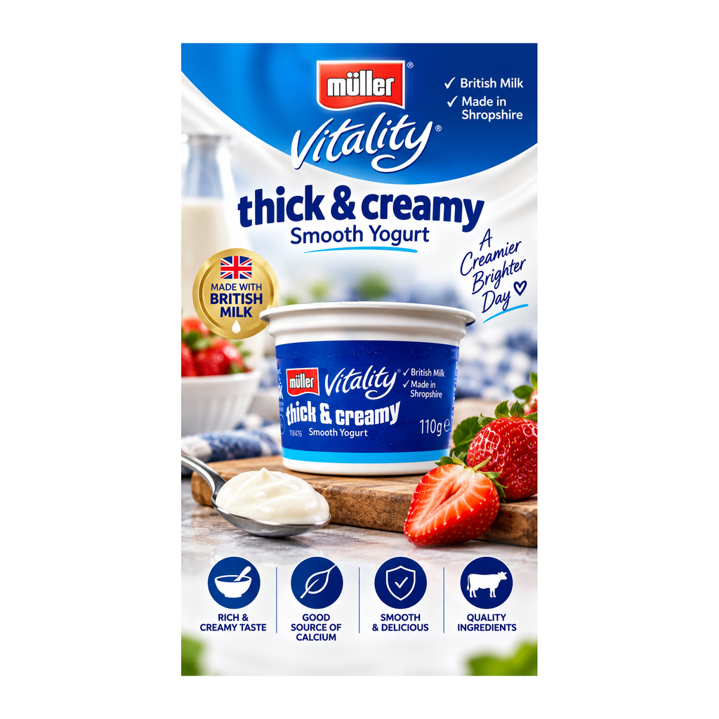 Müller Vitality Thick & Creamy smooth yogurt 110g pot