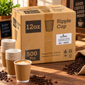 EcoWise 12oz Brown Ripple Coffee Cups – 500 Pack