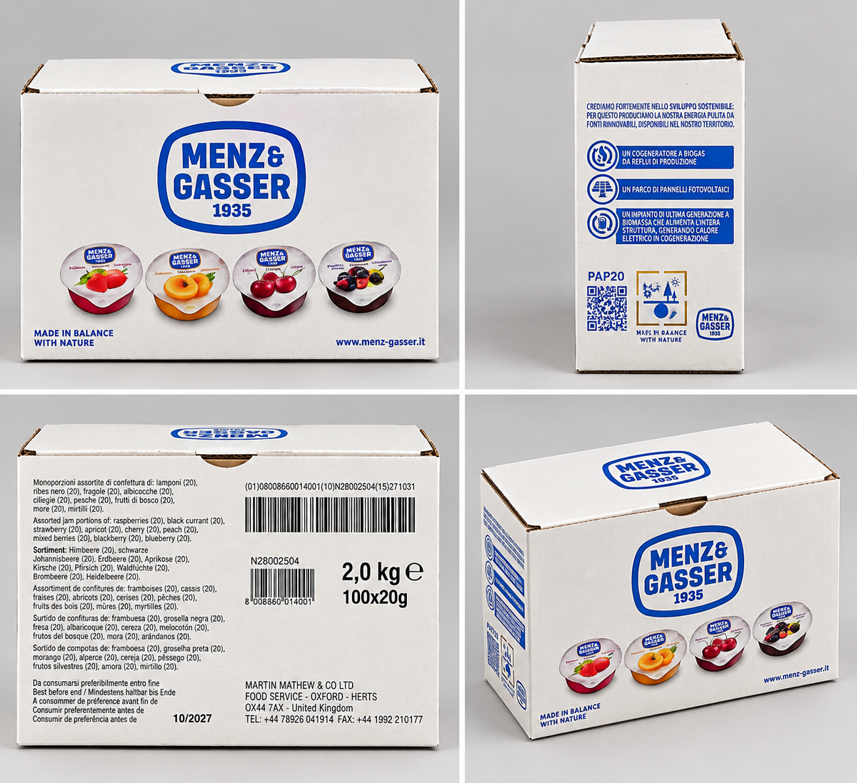 Menz & Gasser Assorted Jam Portions – 100 x 20g
