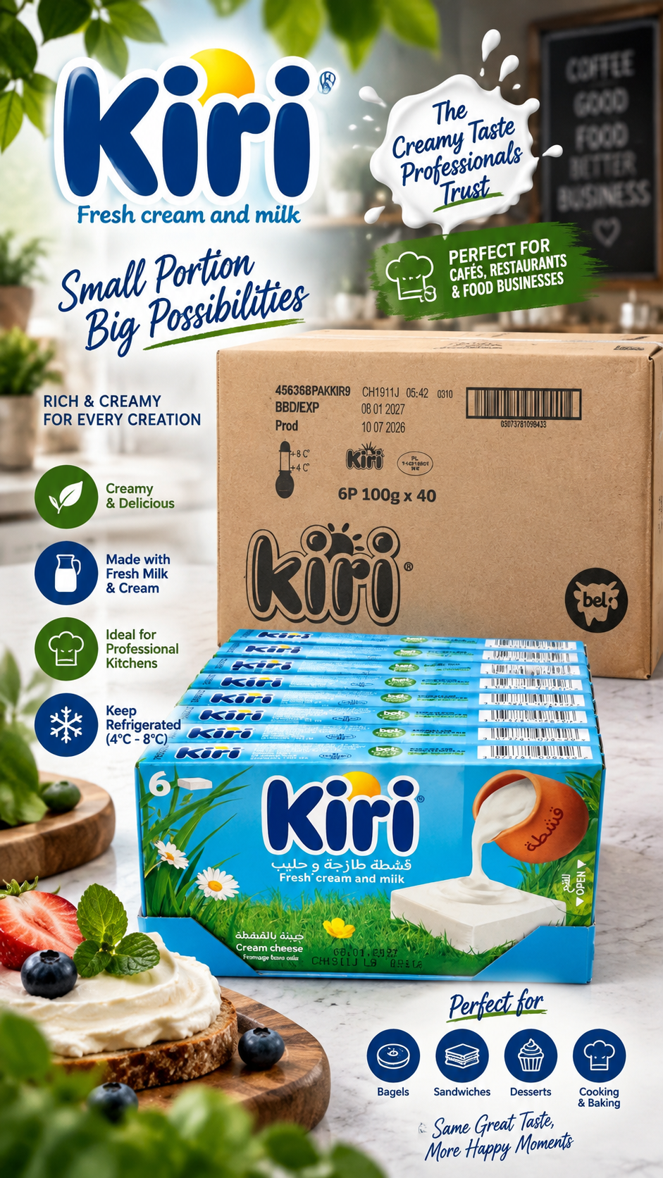 Kiri Cream Cheese Portions – 40 × 100g (240 Portions)