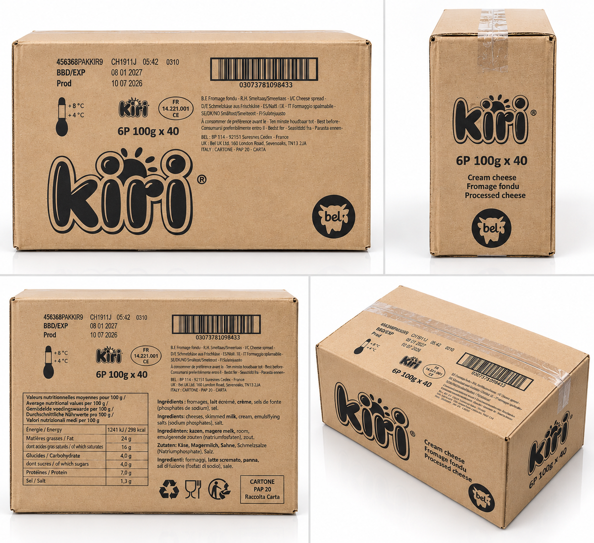Kiri Cream Cheese Portions – 40 × 100g (240 Portions)