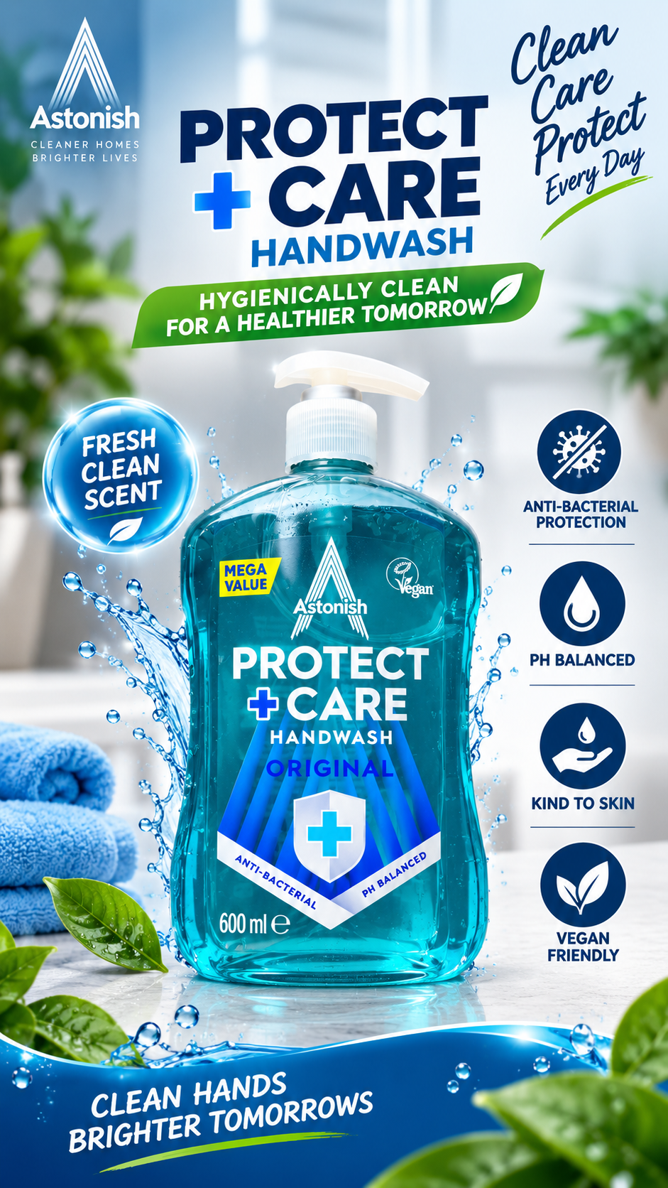 Astonish Protect + Care Antibacterial Handwash Original 600ml