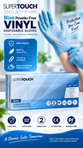 SuperTouch Blue Powder Free Vinyl Gloves – Large – Box of 100