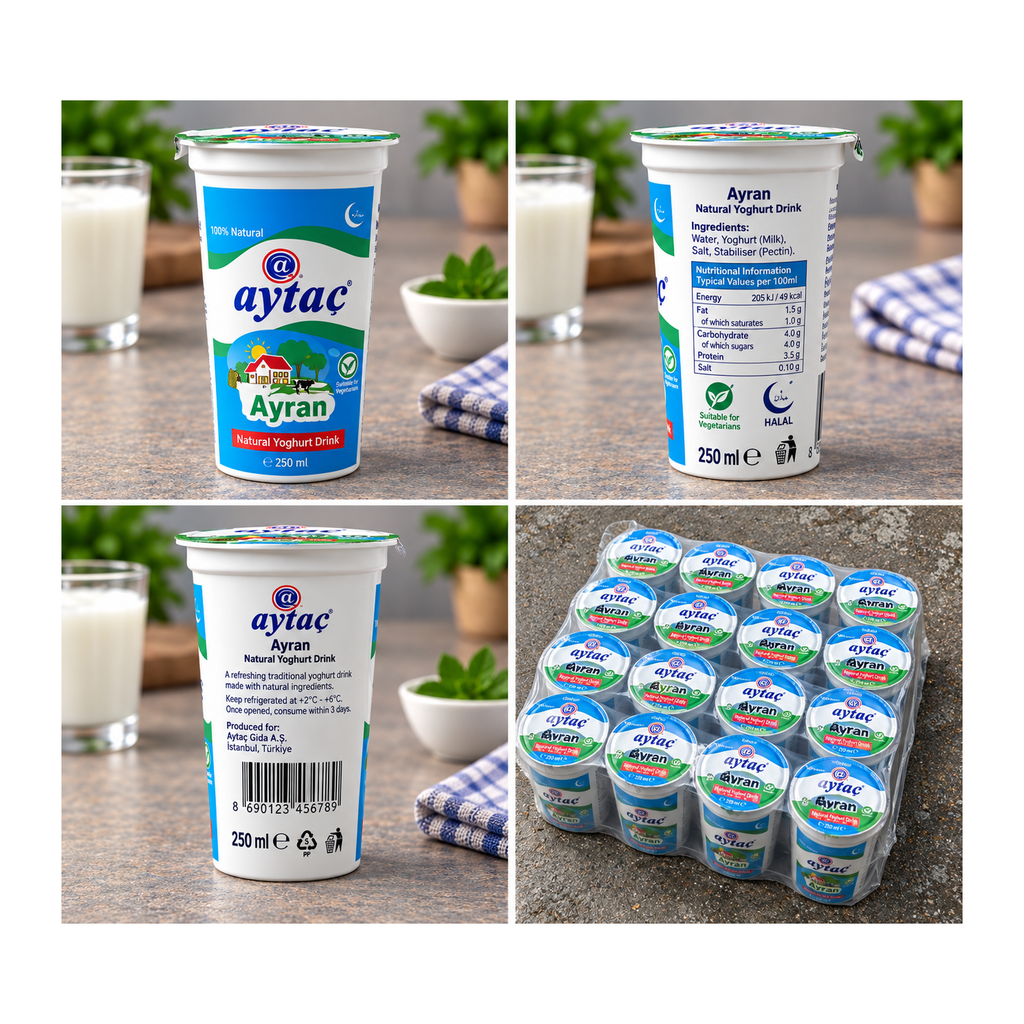 Aytaç Ayran Natural Yogurt Drink – 250ml – product and packaging views