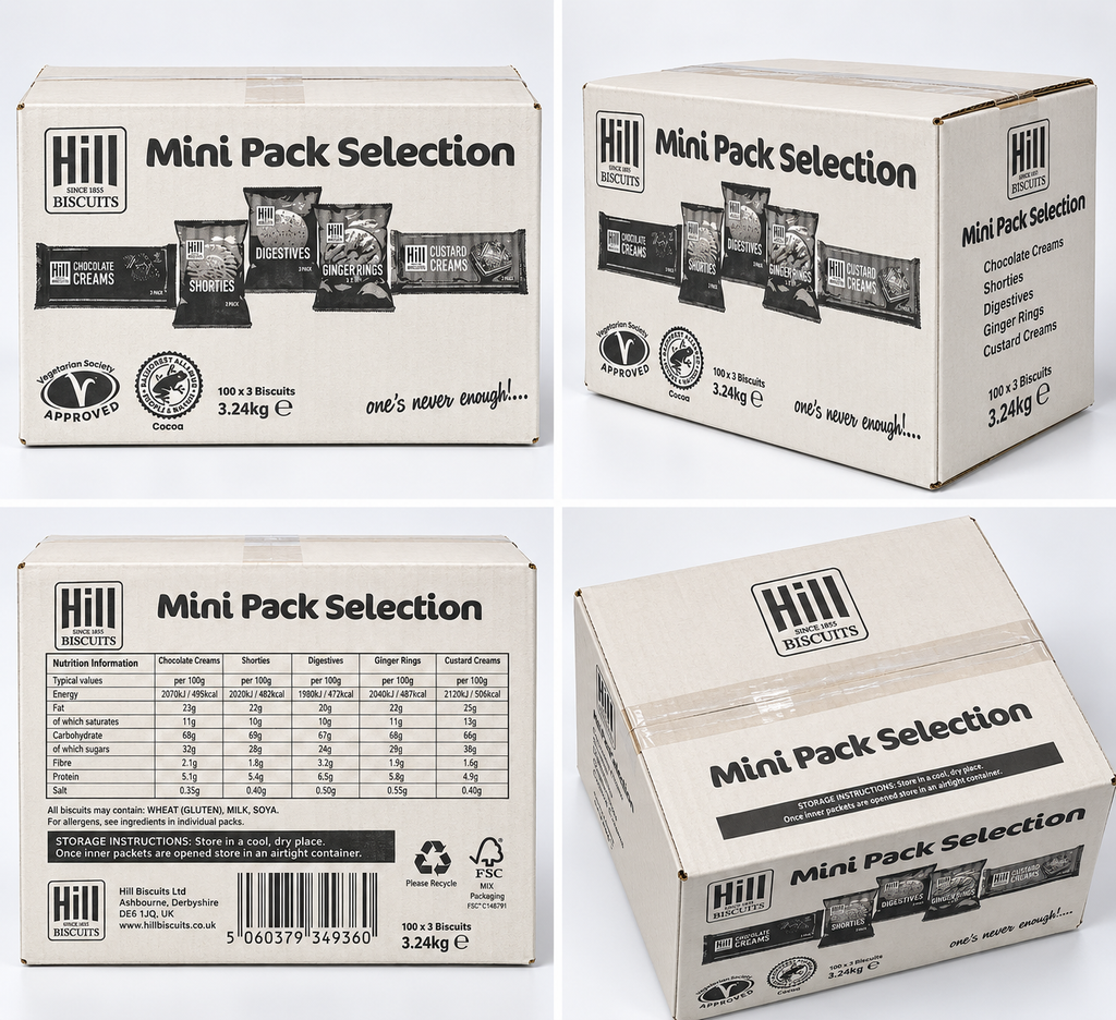 Hill Biscuits Mini Pack Selection – 100 × 3 Biscuit Packs