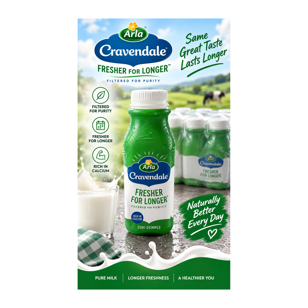 Arla Cravendale Semi-Skimmed Milk – 500ml – promotional product image