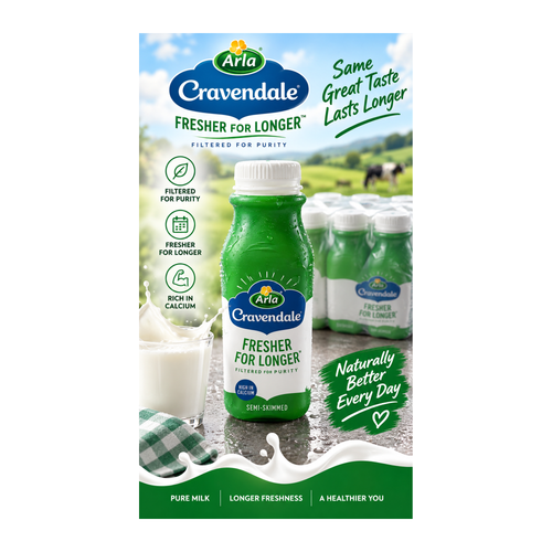 Arla Cravendale Semi-Skimmed Milk – 500ml – promotional product image