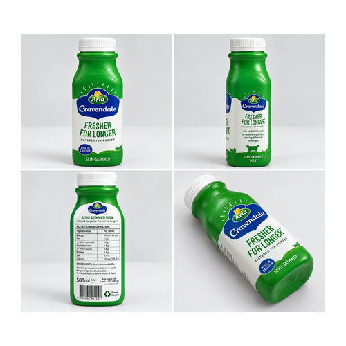 Arla Cravendale Semi-Skimmed Milk – 500ml – product and packaging views