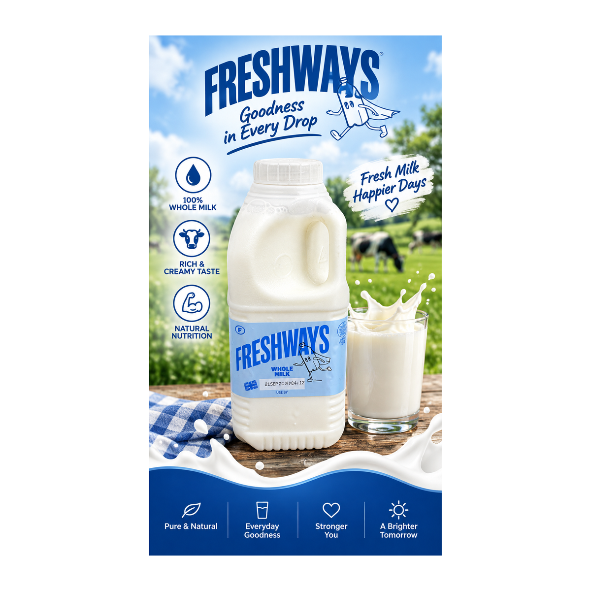 Freshways Whole Milk – 10 × 568ml – promotional product image